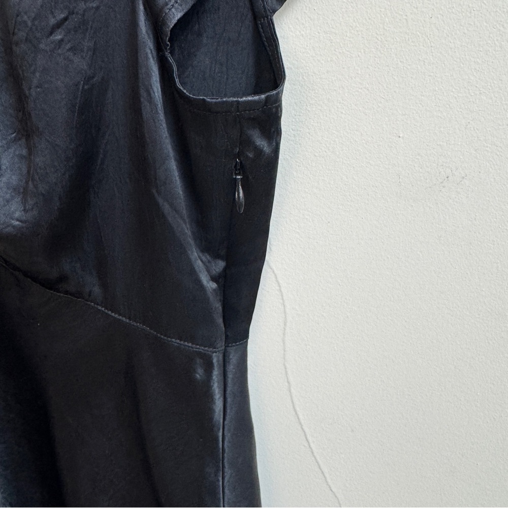 J Crew Black V Neck Short Cap Sleeve Knee Length Slip Dress Womens Size 6 - Picture 8 of 15